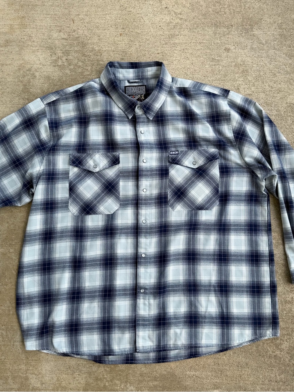 Dixxon Flannel Men “Underlow” Blue Plaid Shirt Size 5X Pearl Snap Buttons